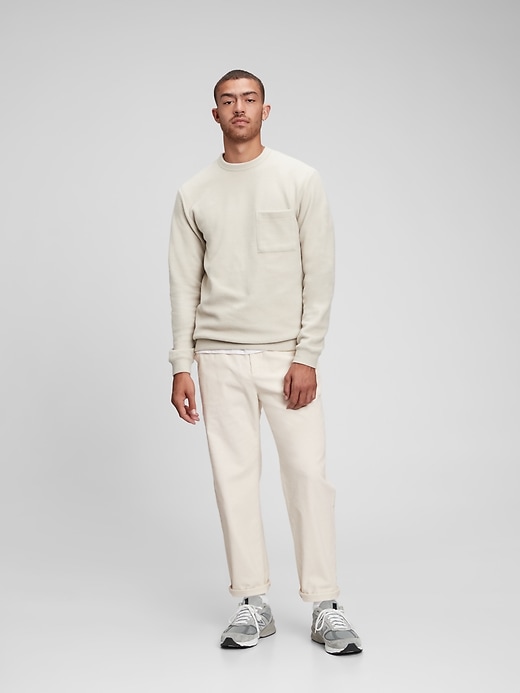 1 of 8 showing, with the color soft ivory cream of product Relaxed Taper Corduroy Pull-On Pants with GapFlex