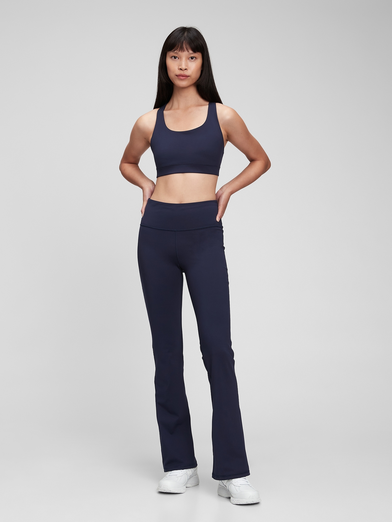 Gap Sky High Rise Recycled Power Flare Leggings In Navy Blue