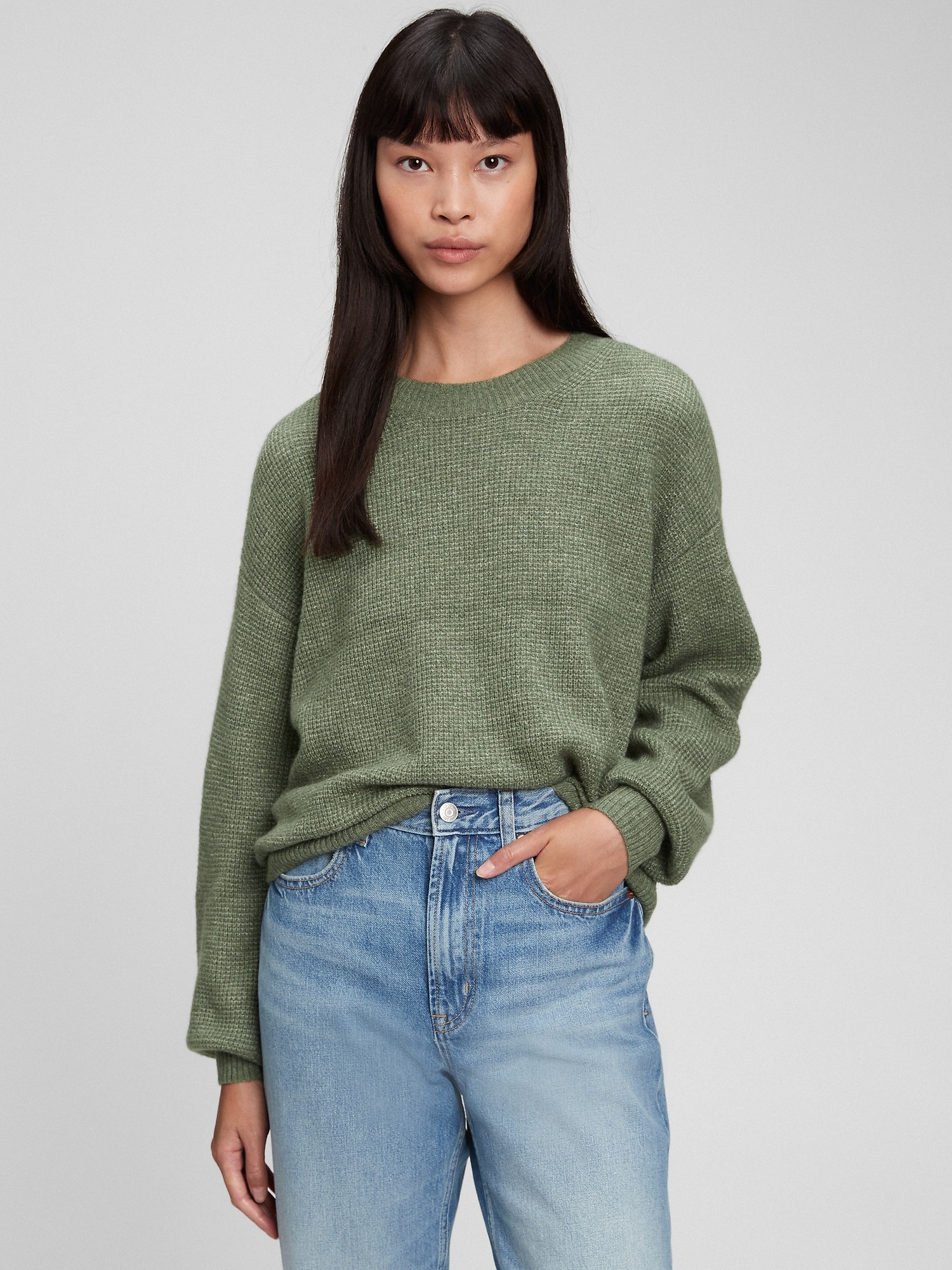 gap waffle crewneck sweater