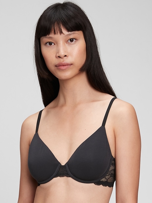 1 of 8 showing, with the color true black of product Breathe Favorite Lace Bra