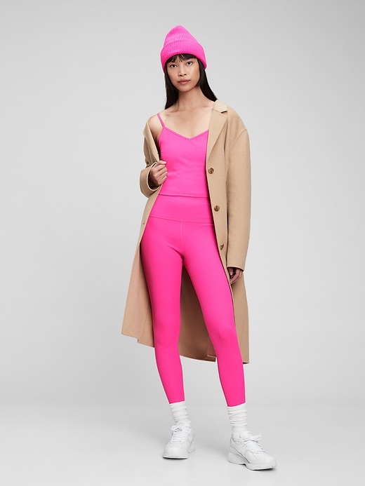 1 of 8 showing, with the color sizzling pink fuchsia of product GapFit High Rise Blackout Ribbed Full Length Leggings