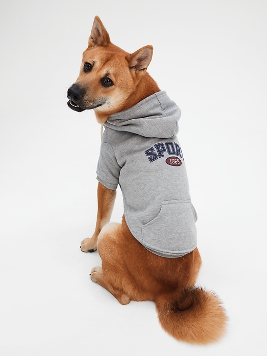 1 of 8 showing, with the color heather grey of product Dog Gap Sports Logo Hoodie