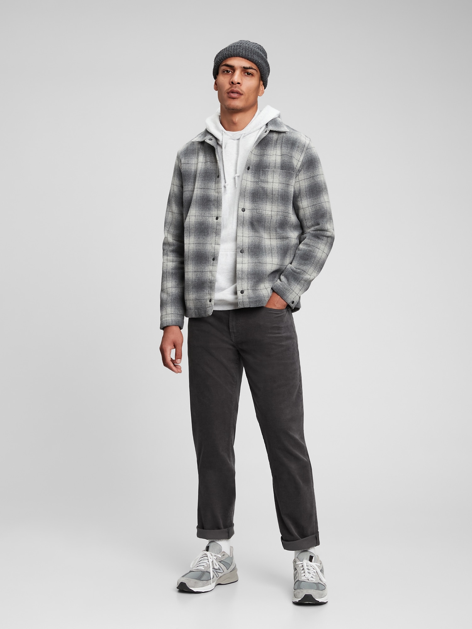 Corduroy Slim Straight Pants with 