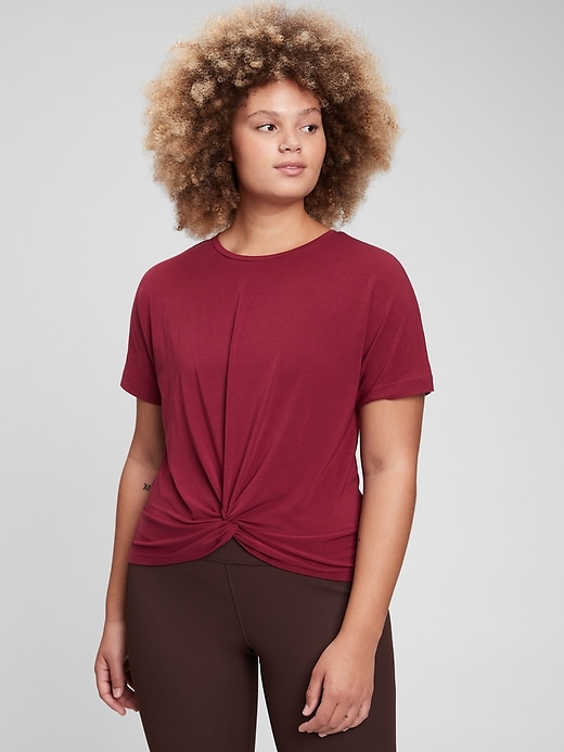 1 of 8 showing, with the color red delicious of product GapFit Twist-Front T-Shirt