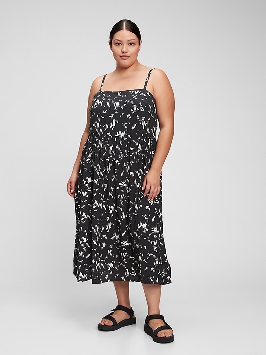 1 of 8 showing, with the color black print of product LENZING™ ECOVERO™ Cami Midi Dress