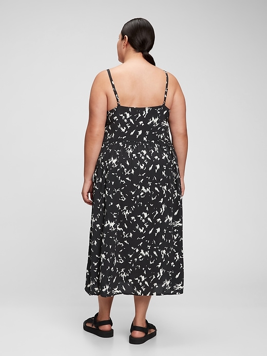 2 of 8 showing, with the color black print of product LENZING™ ECOVERO™ Cami Midi Dress