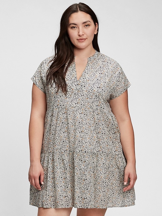 1 of 8 showing, with the color cream floral print of product Print Mini Dress