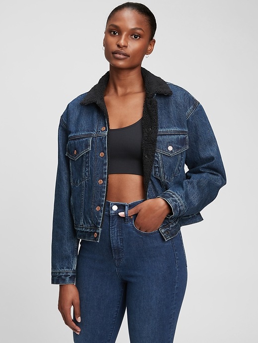 Image number 4 showing, '90s Denim Sherpa Icon Jacket