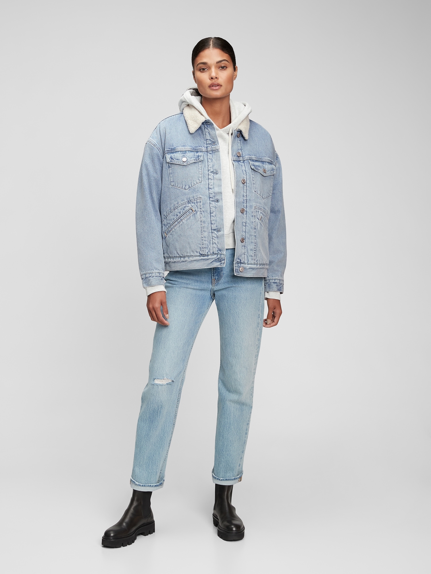 oversized sherpa jacket women's