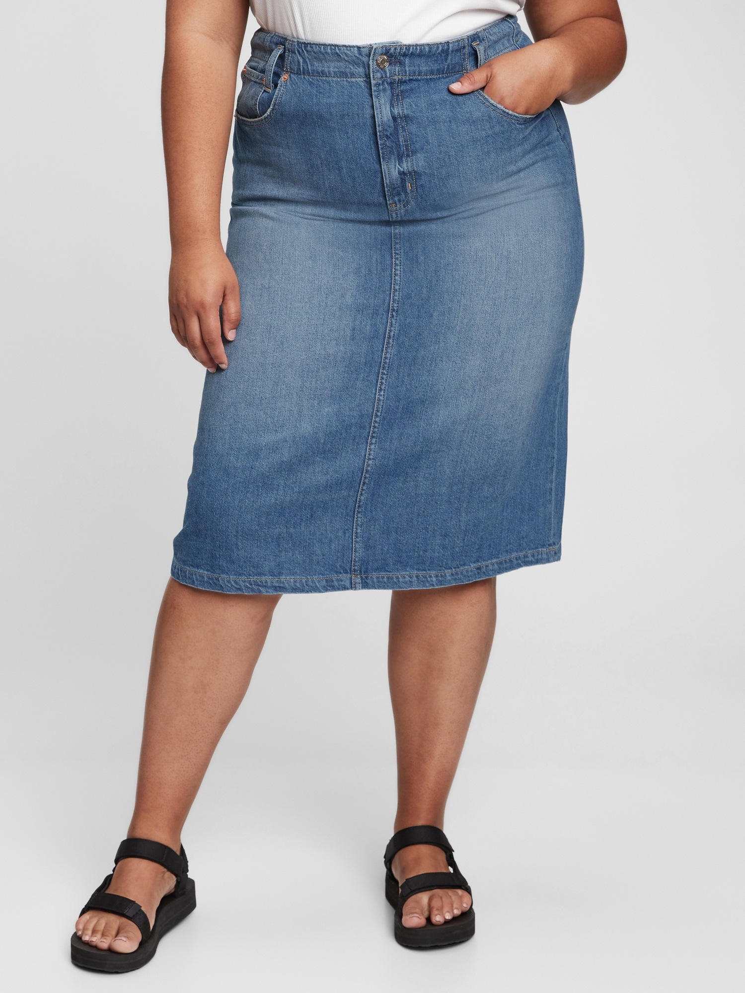 Plus size long deals denim skirts gap