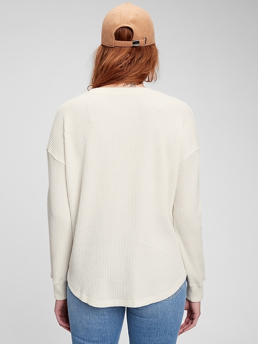 2 of 8 showing, with the color ivory beige of product Waffle Henley T-Shirt