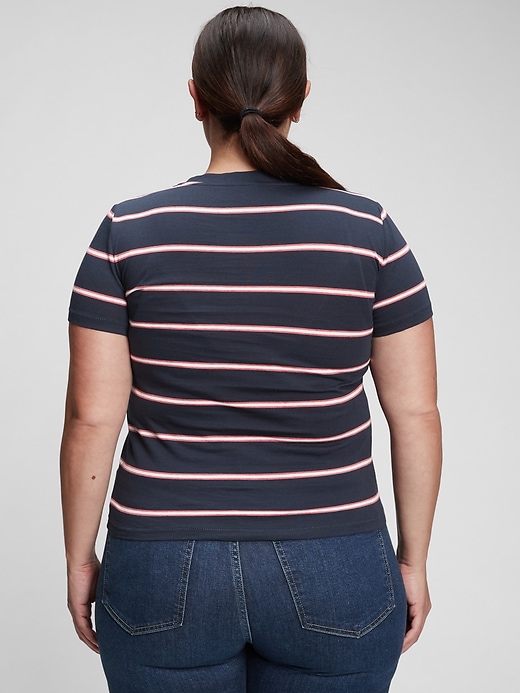 2 of 8 showing, with the color navy blue, red, & white stripe of product 100% Organic Cotton Vintage T-Shirt