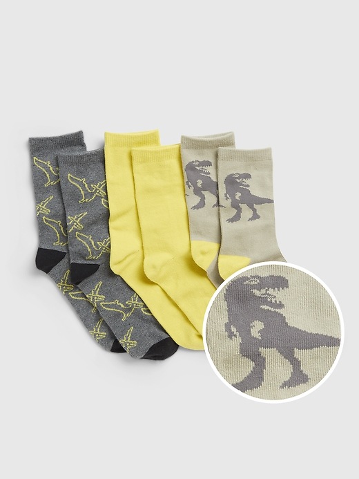 View large product image 1 of 1. Kids Dinosaur Print Socks (3-Pack)