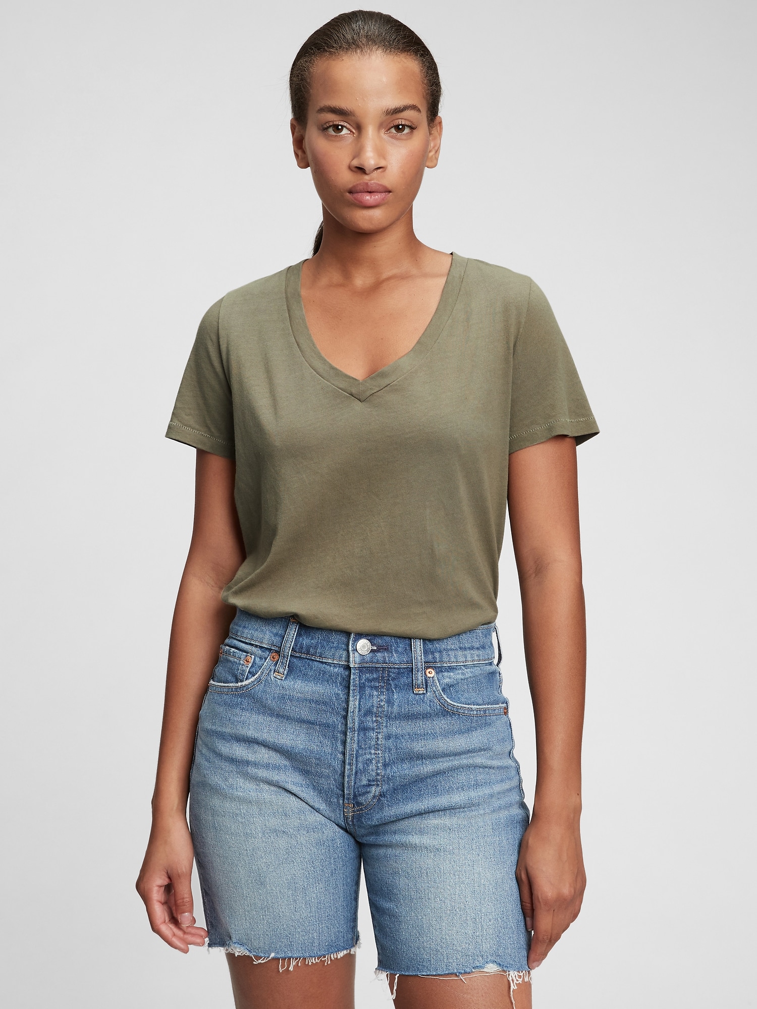 Organic Cotton Vintage V-Neck T-Shirt 