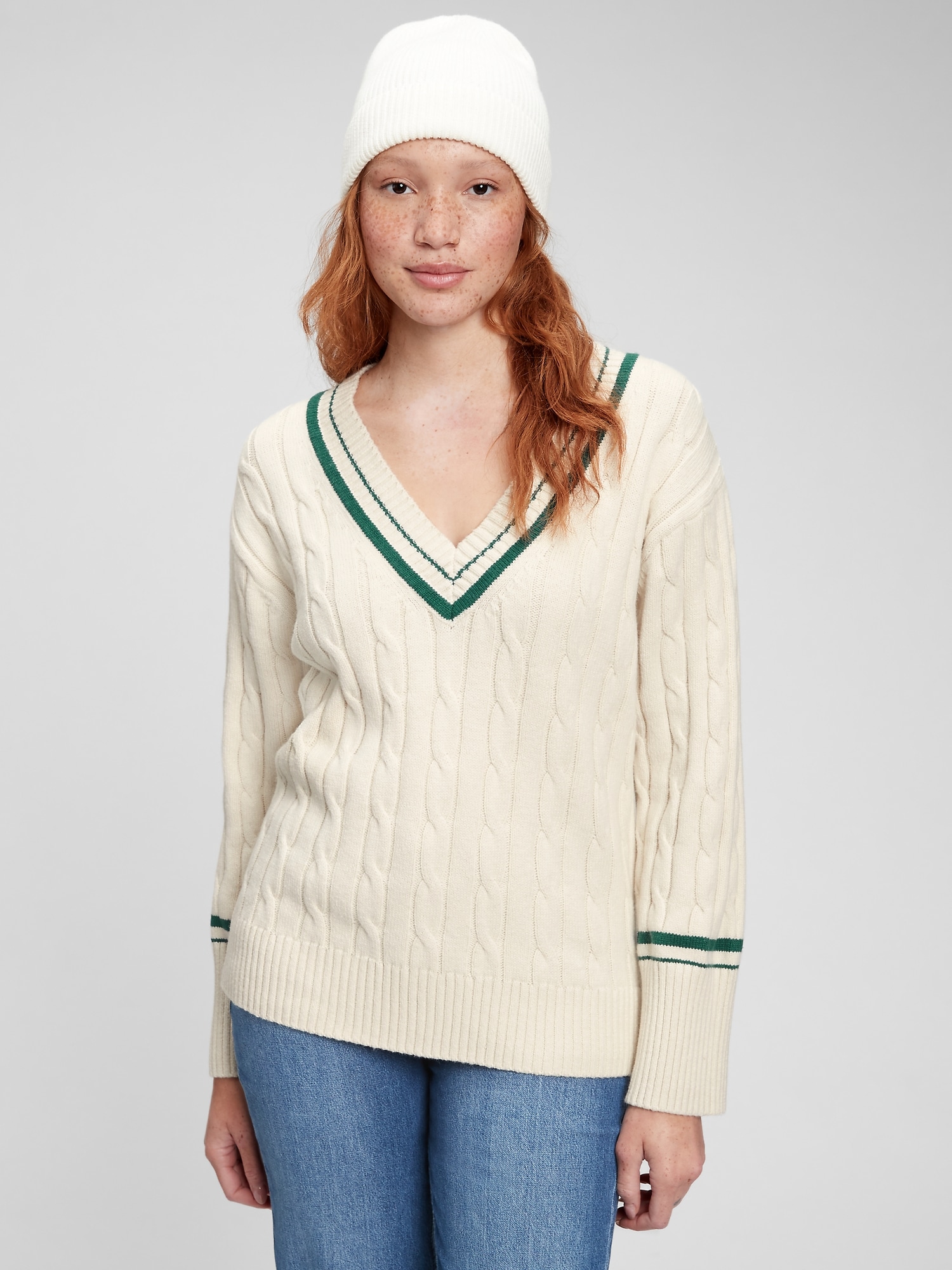 knitted white jumper