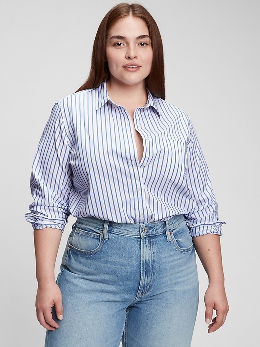 1 of 8 showing, with the color BLUE STRIPE of product 100% Organic Cotton Perfect Shirt
