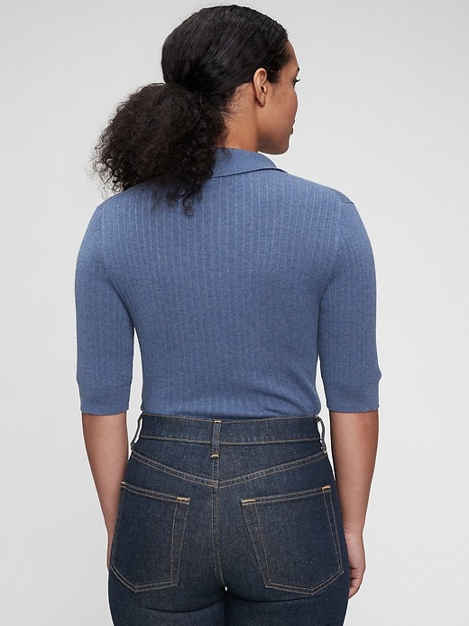 Image number 7 showing, Ribbed Polo Sweater