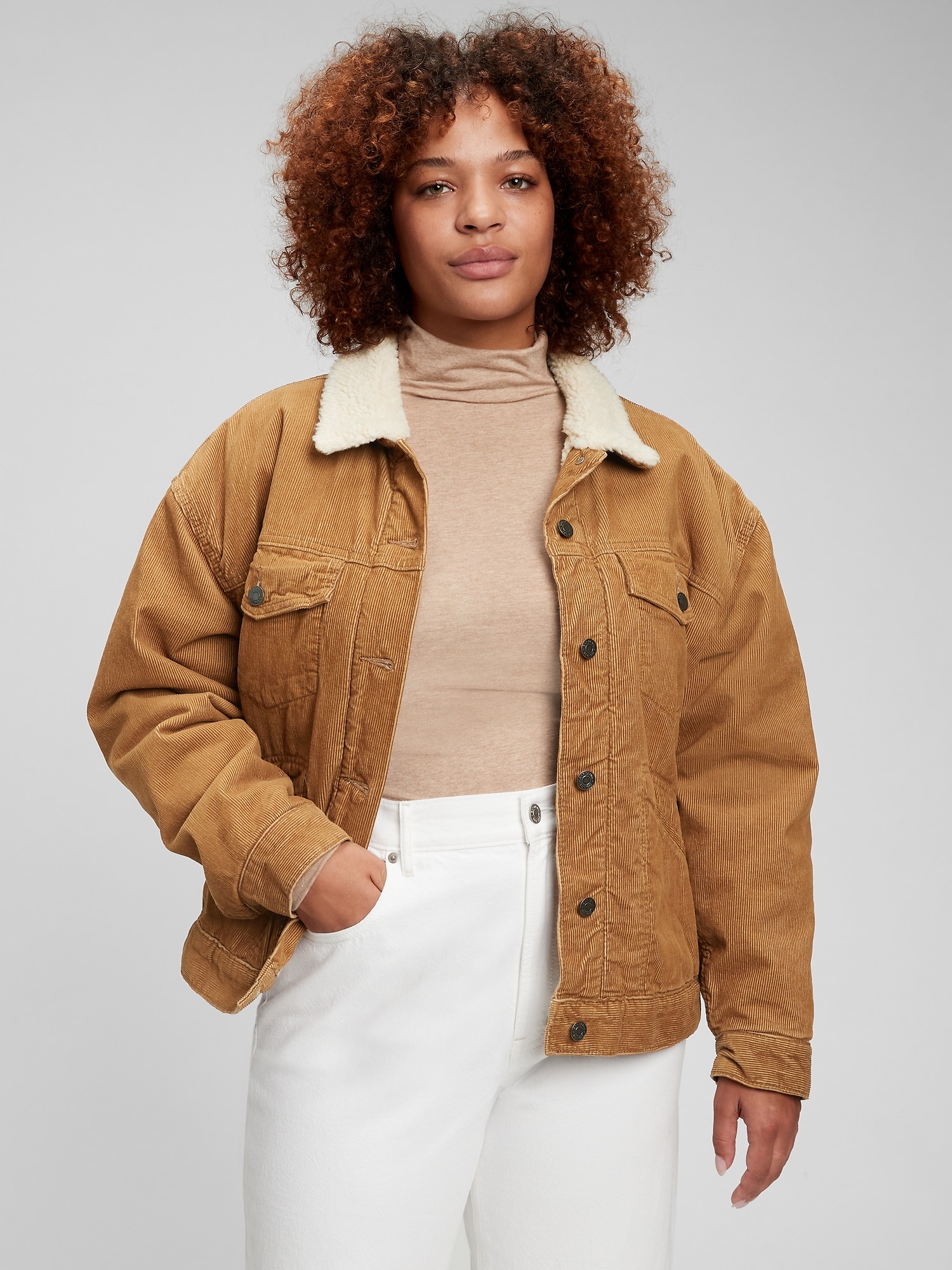 oversized sherpa jacket women's