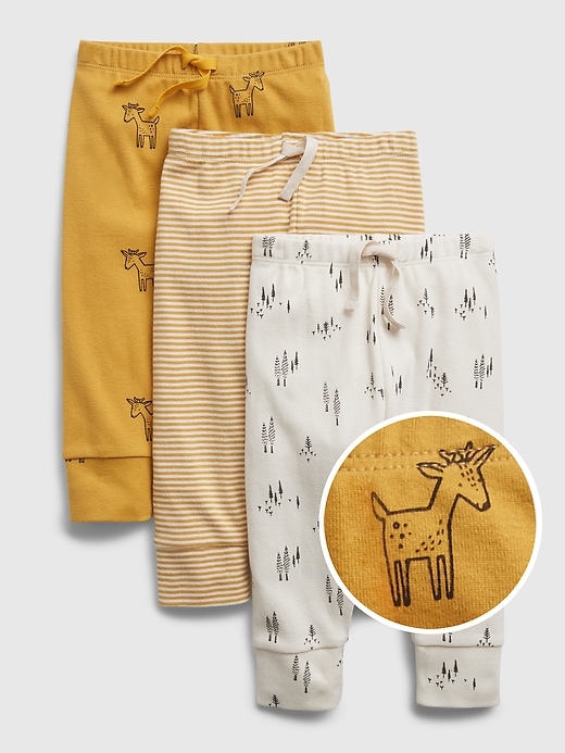 1 of 8 showing, with the color honey i'm home of product Baby 100% Organic Cotton Print Pull-On Pants (3-Pack)