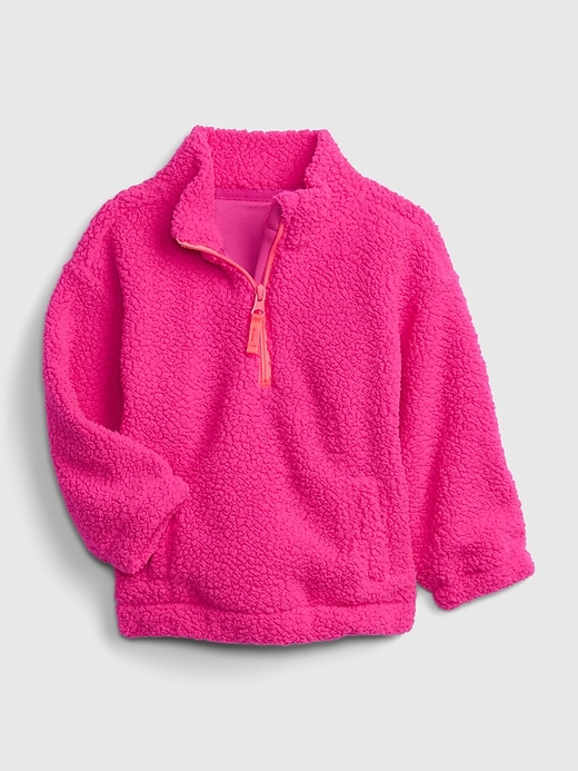 1 of 8 showing, with the color sizzling fuchsia pink of product Toddler Sherpa Quarter-Zip Sweatshirt