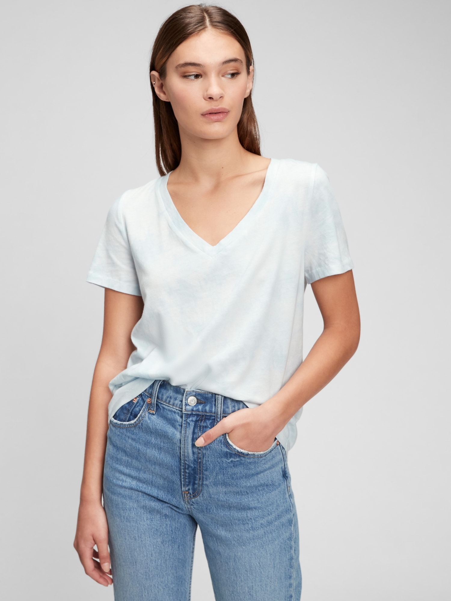 Organic Cotton Vintage Tie-Dye V-Neck T 