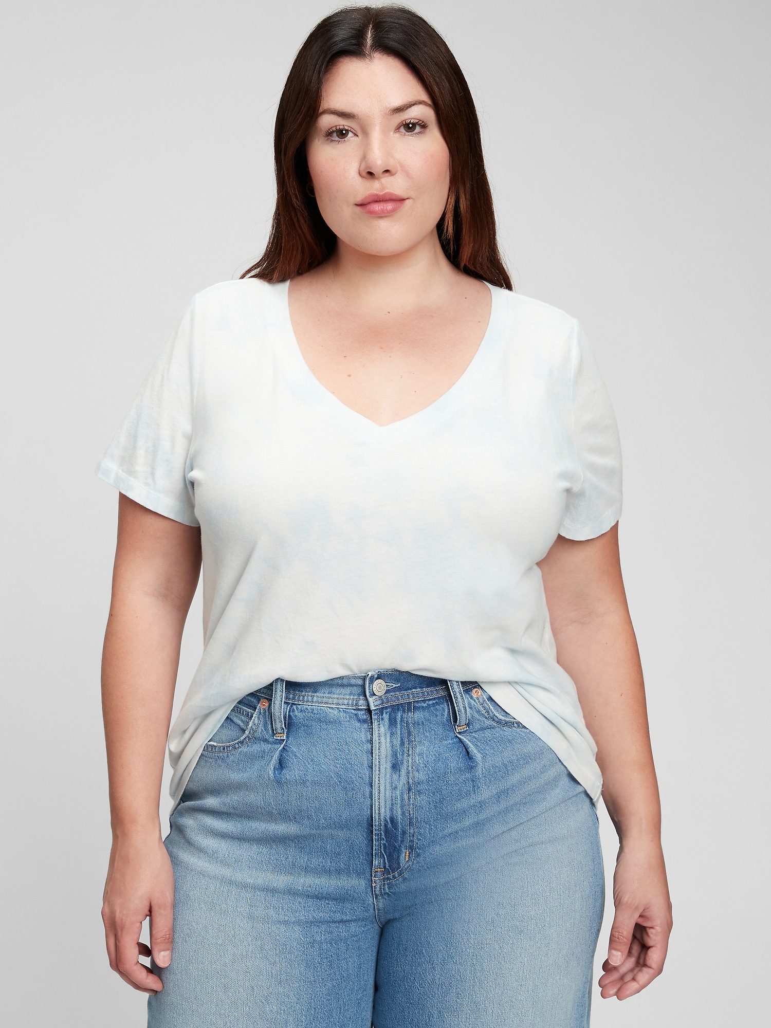 Organic Cotton Vintage Tie-Dye V-Neck T 