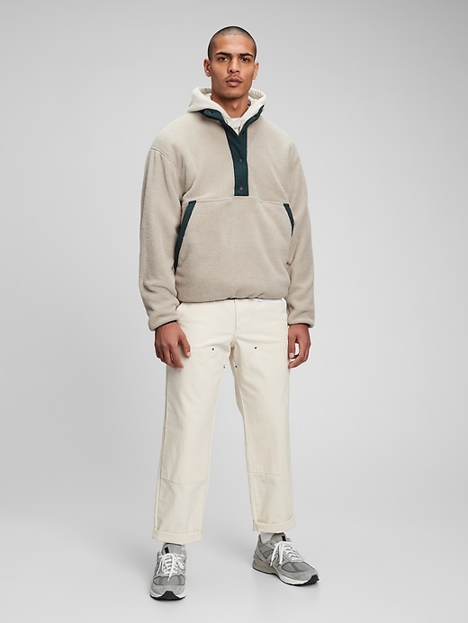 1 of 8 showing, with the color beige fossil of product Sherpa Snap-Button Sweatshirt
