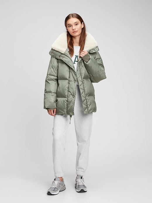 Image number 6 showing, Heavyweight 100% Recycled Oversized Sherpa Puffer Jacket