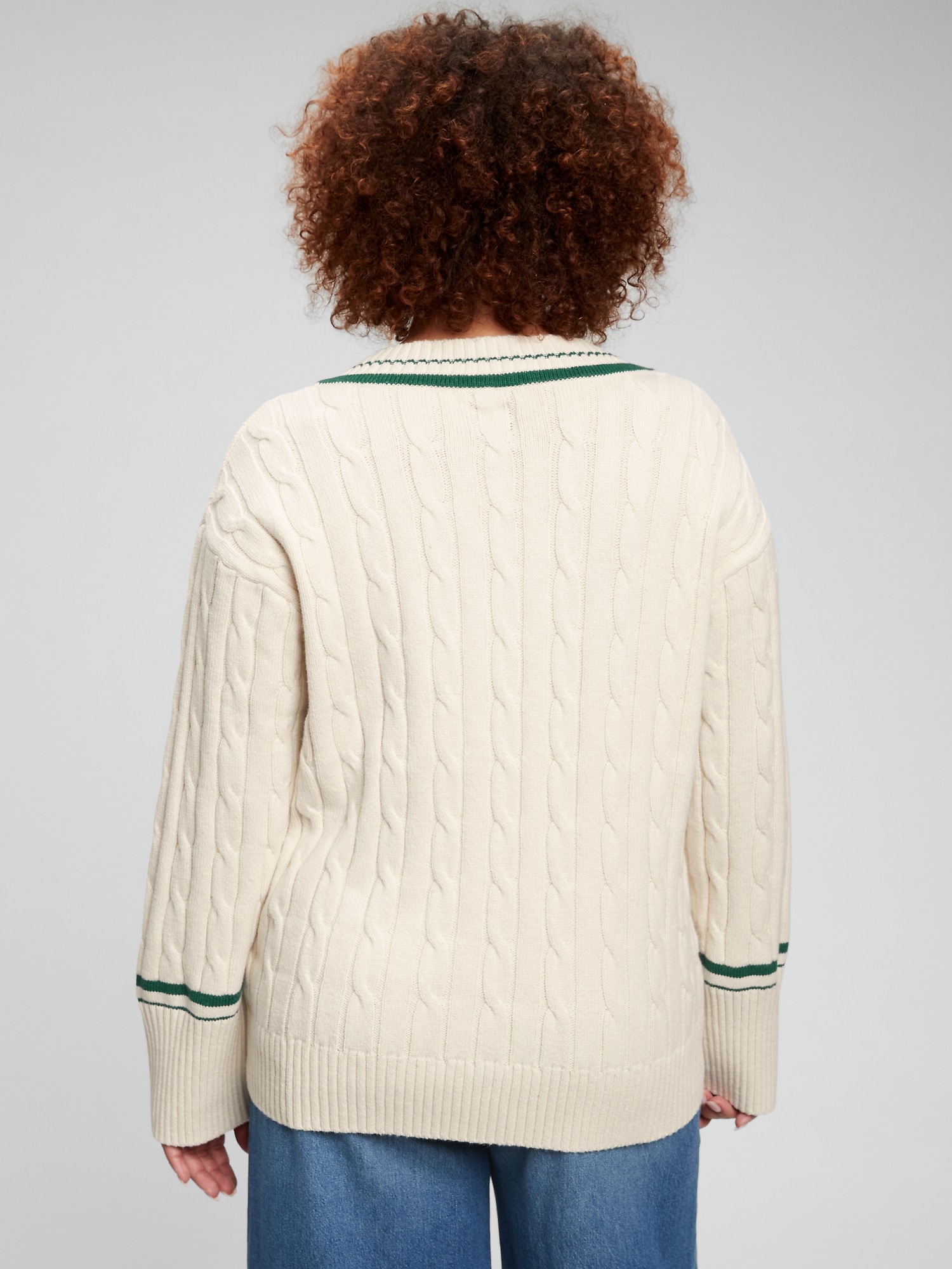 Cable Knit VNeck Sweater Gap