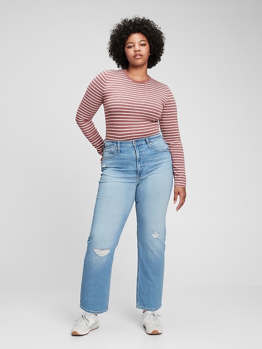 1 of 8 showing, with the color pinky brown stripe of product Modern Stripe Crewneck T-Shirt