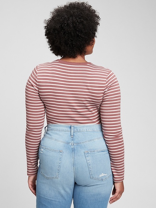 2 of 8 showing, with the color pinky brown stripe of product Modern Stripe Crewneck T-Shirt