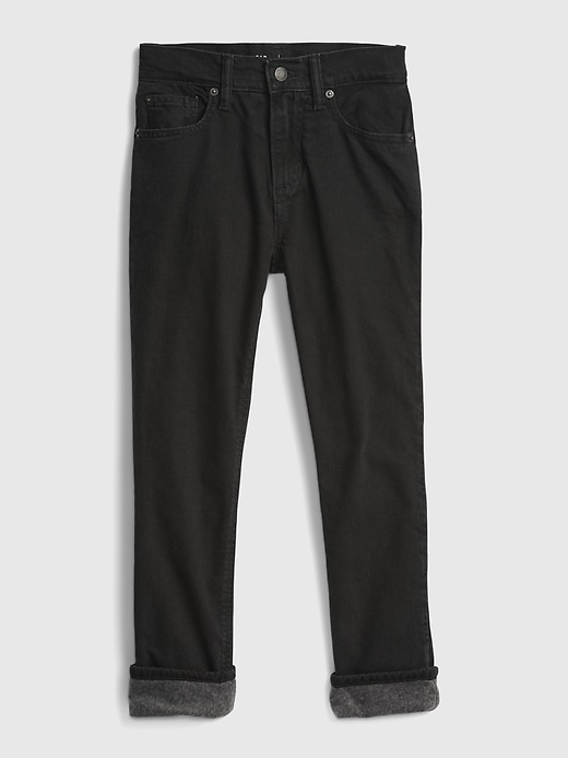 1 of 8 showing, with the color black wash of product Kids Lined Easy Taper Jeans with Washwell™