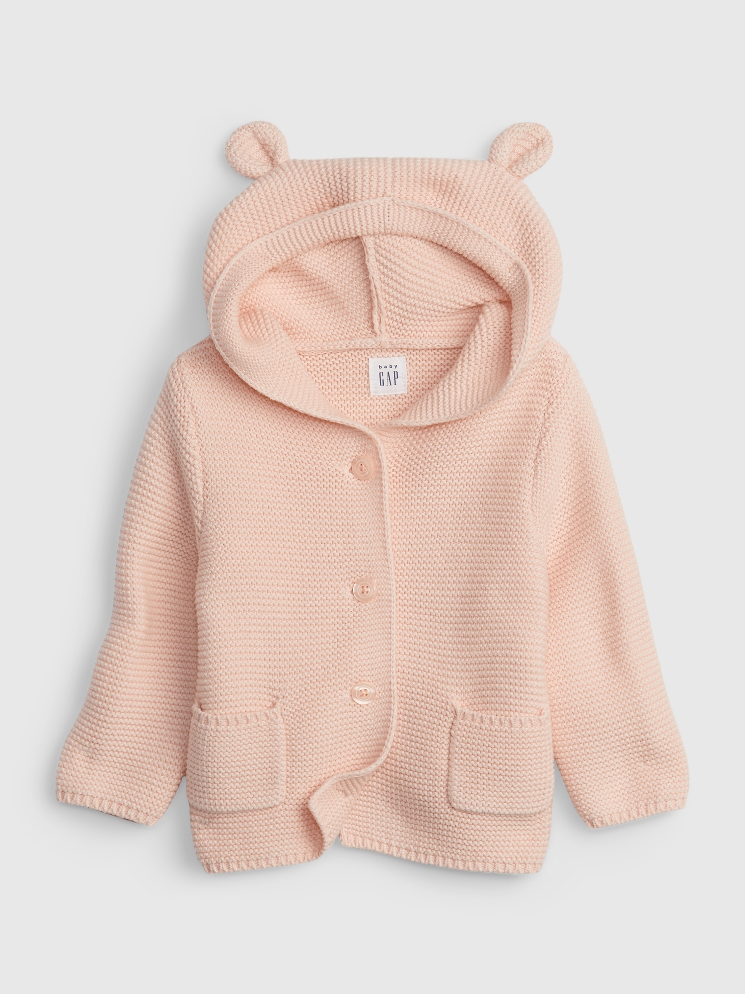 Girl 0-3 Months Tan Brown Bear Cardigan Hoodie Sweater w/Ears GAP Baby Boy 
