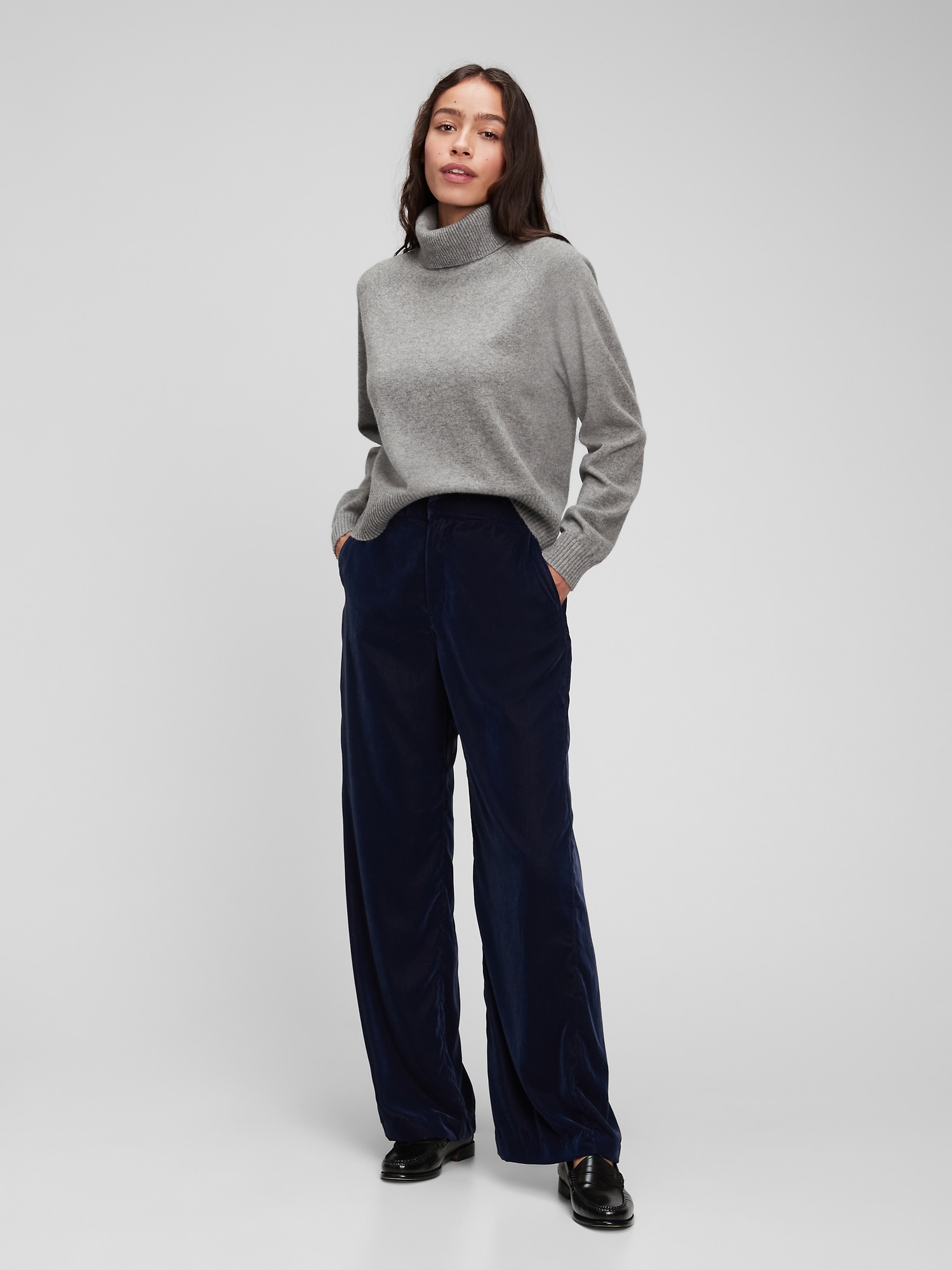 Recycled High Rise Velvet Wide-Leg Pants | Gap