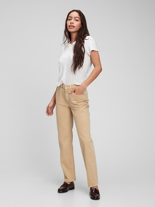 1 of 8 showing, with the color khaki tan of product Mid Rise '90s Loose Jeans with Washwell