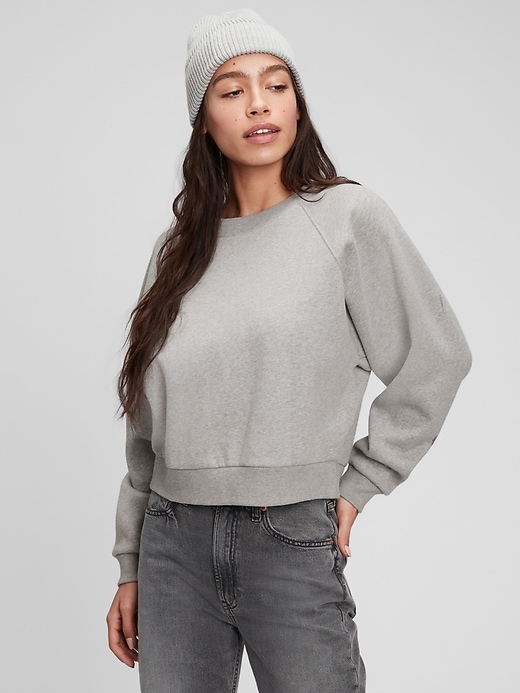 1 of 8 showing, with the color heather grey of product Vintage Soft Cropped Crewneck Sweatshirt