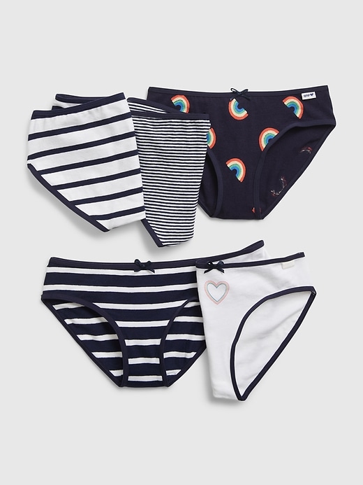 Image number 1 showing, Kids Rainbow and Stripe Bikini Briefs (5-Pack)