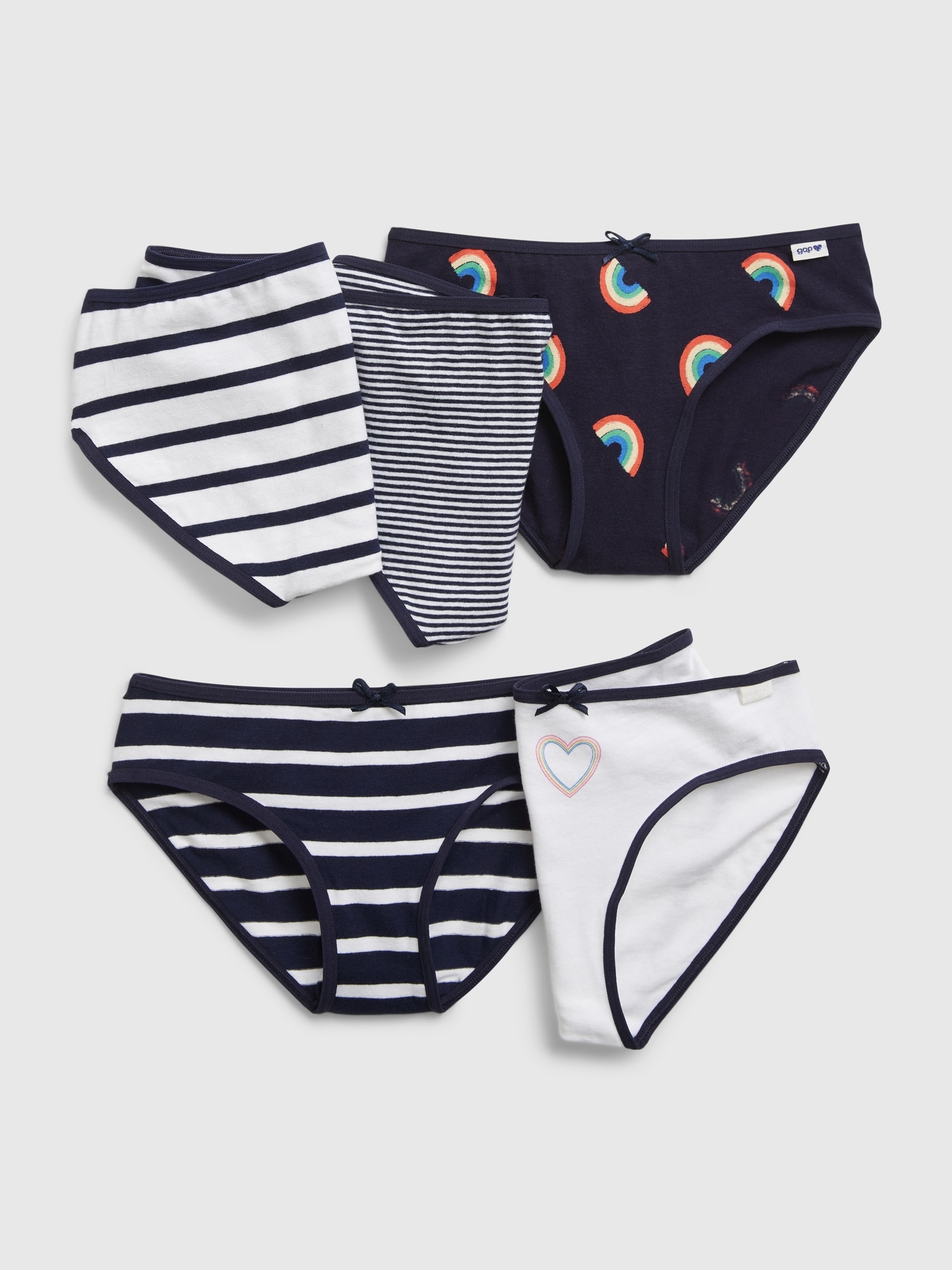 Kids Rainbow and Stripe Bikini Briefs (5-Pack)