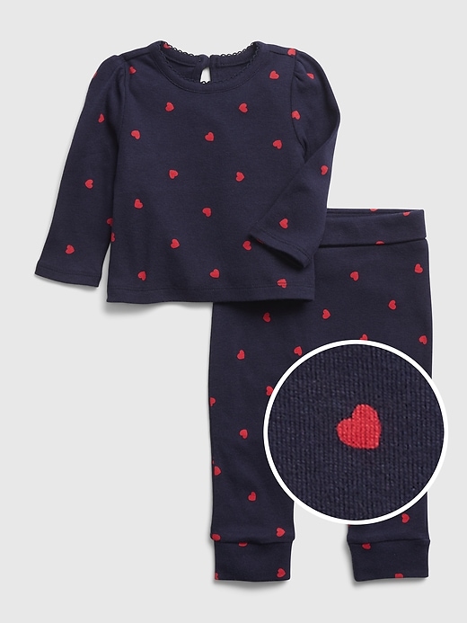 1 of 8 showing, with the color moonless night heart of product Baby 100% Organic Cotton Outfit Set