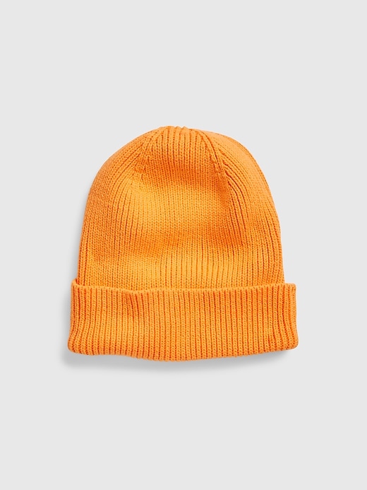 1 of 8 showing, with the color orange clementine of product Organic Cotton Ribbed Beanie