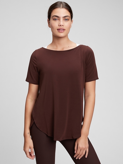 1 of 8 showing, with the color purple eggplant of product GapFit Breathe Tunic T-Shirt