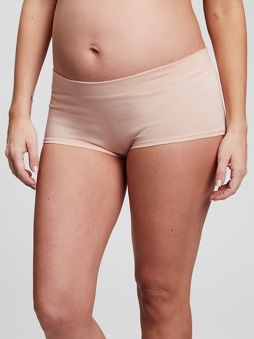 1 of 8 showing, with the color wispy pink of product Maternity Stretch Shorty