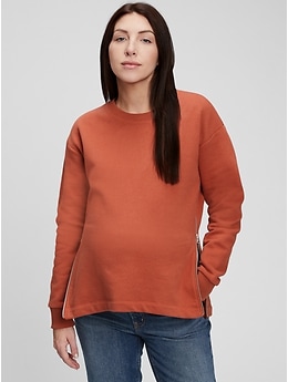 Women's Maternity Side-Zip Nursing Sweatshirt by Gap Saddle Brown Size Xs