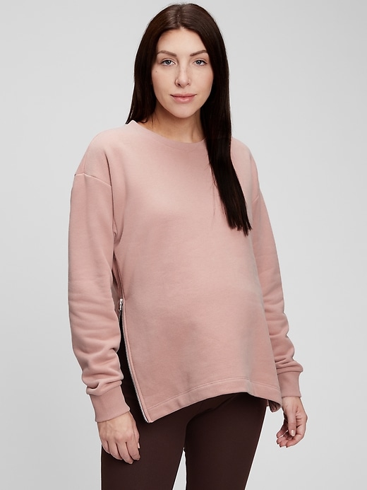 View large product image 1 of 1. Maternity Side-Zip Nursing Sweatshirt