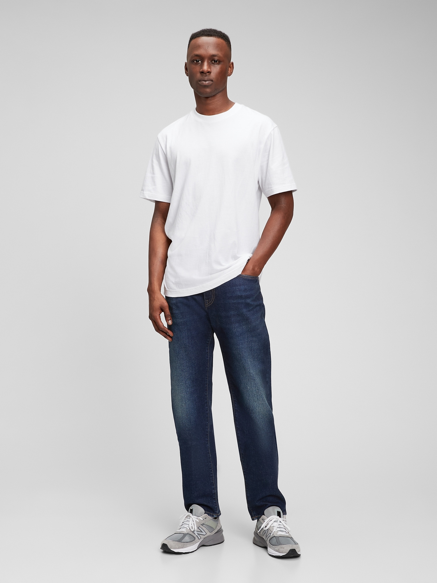 Gap Straight Jeans In Flex With Washwell In Worn Dark