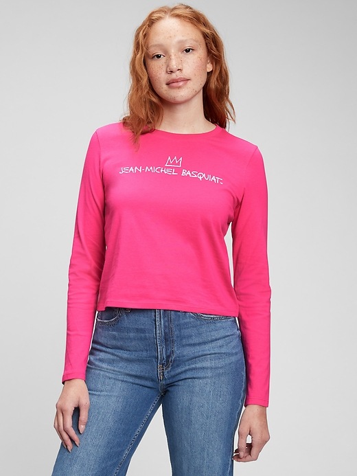 Gap Women's Jean-Michel Basquiat Graphic T-Shirt (sizzling pink fuchsia)