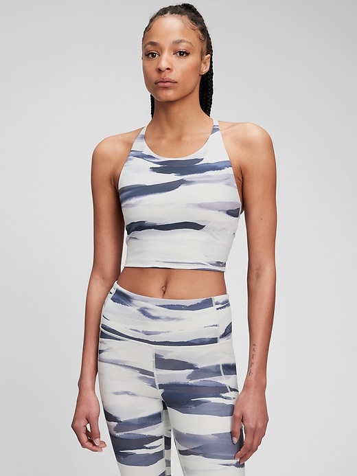 1 of 8 showing, with the color mountain sky blue of product GapFit Power Longline Sports Bra