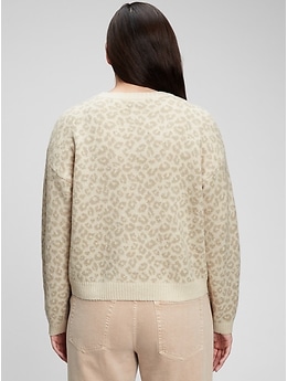 Leopard Print Luxe Crewneck Sweater Gap