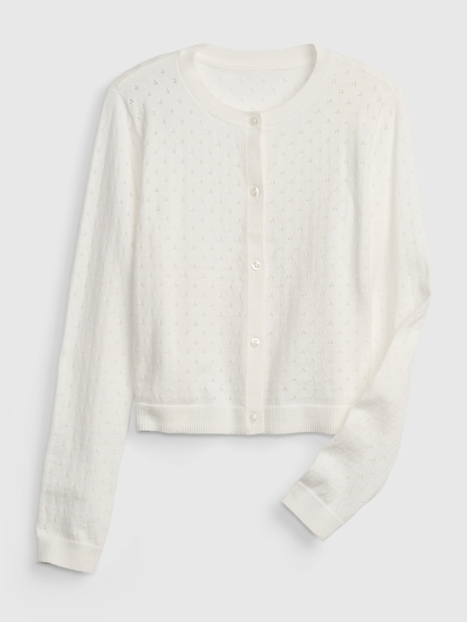 1 of 8 showing, with the color new off white of product Kids Pointelle Cardigan