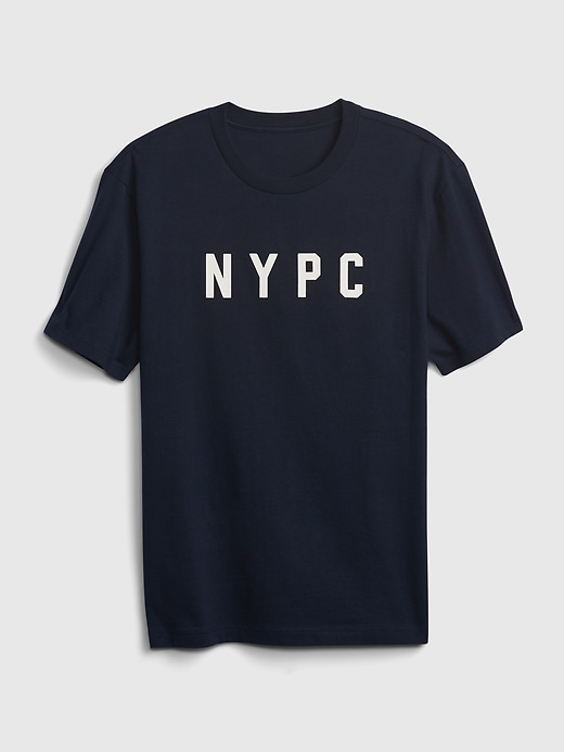 1 of 8 showing, with the color tapestry navy of product Adult Gap x New York Pioneer Club 100% Organic Cotton Graphic T-Shirt